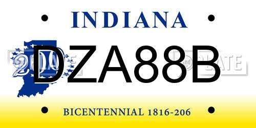 DZA88B Indiana License Plate