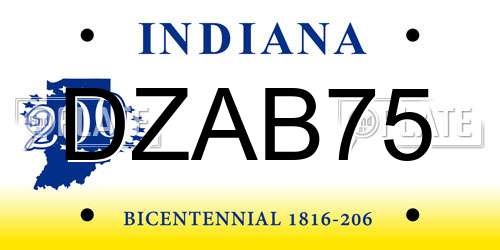 DZAB75 Indiana License Plate