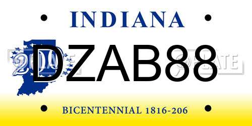DZAB88 Indiana License Plate