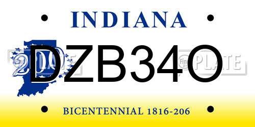 DZB34O Indiana License Plate