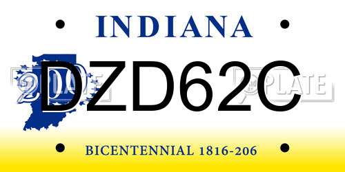 DZD62C Indiana License Plate