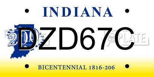 DZD67C Indiana License Plate