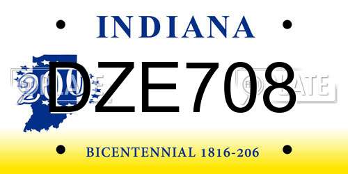 DZE708 Indiana License Plate