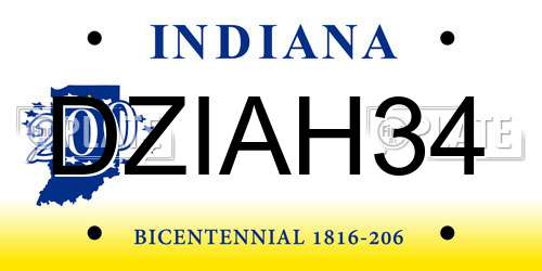 DZIAH34 Indiana License Plate