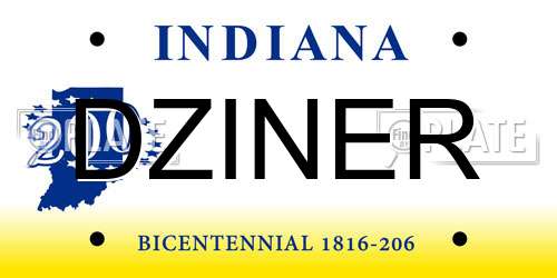 DZINER Indiana License Plate