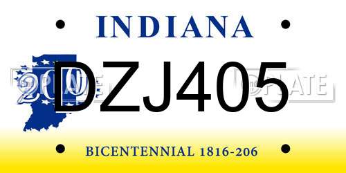 DZJ405 Indiana License Plate