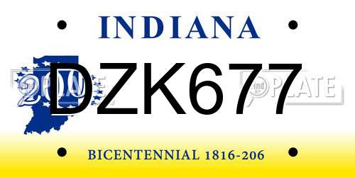 DZK677 Indiana License Plate