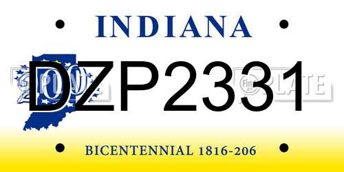 DZP2331 Indiana License Plate