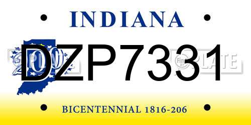DZP7331 Indiana License Plate
