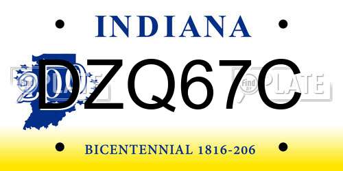 DZQ67C Indiana License Plate