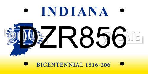 DZR856 Indiana License Plate