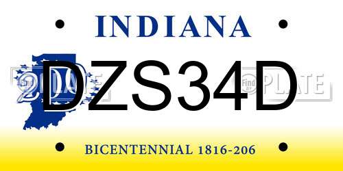 DZS34D Indiana License Plate