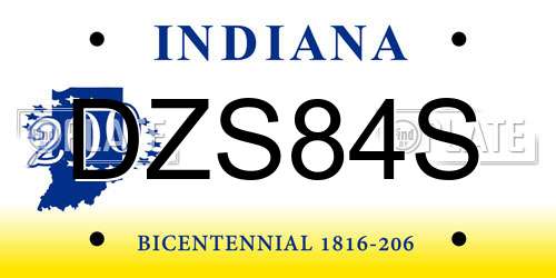 DZS84S Indiana License Plate