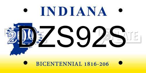 DZS92S Indiana License Plate