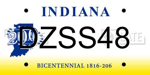 DZSS48 Indiana License Plate