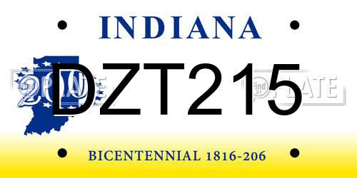 DZT215 Indiana License Plate