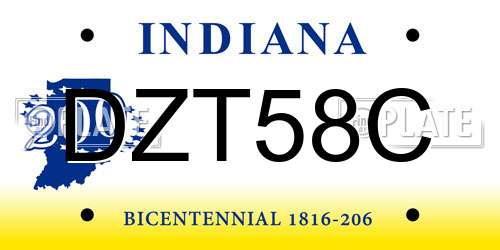 DZT58C Indiana License Plate