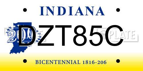 DZT85C Indiana License Plate