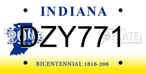 DZY771 Indiana License Plate