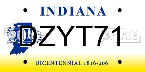 DZYT71 Indiana License Plate