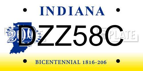 DZZ58C Indiana License Plate