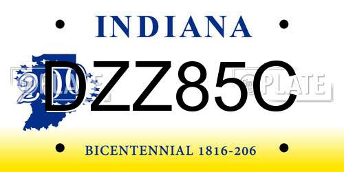 DZZ85C Indiana License Plate