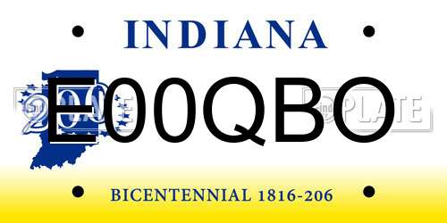 E00QBO Indiana License Plate