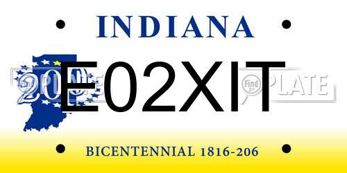 E02XIT Indiana License Plate