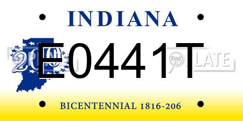 E0441T Indiana License Plate