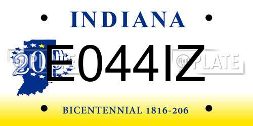 E044IZ Indiana License Plate