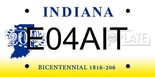 E04AIT Indiana License Plate