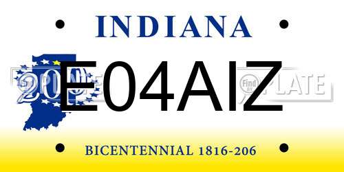 E04AIZ Indiana License Plate