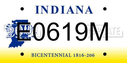 E0619M Indiana License Plate