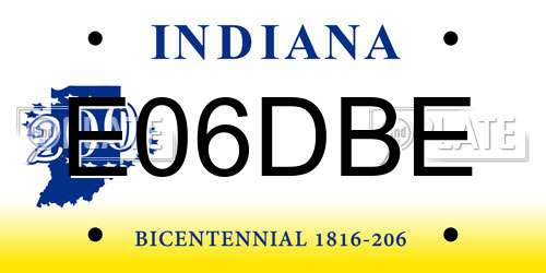 E06DBE Indiana License Plate