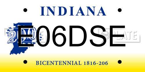E06DSE Indiana License Plate