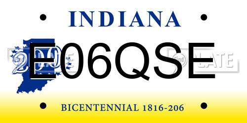 E06QSE Indiana License Plate