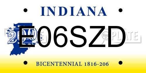 E06SZD Indiana License Plate