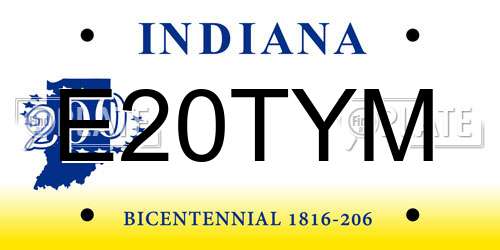 E20TYM Indiana License Plate