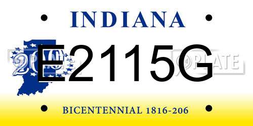 E2115G Indiana License Plate