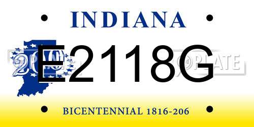 E2118G Indiana License Plate