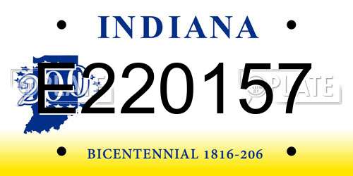 E220157 Indiana License Plate