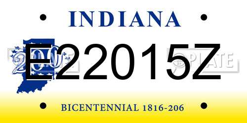 E22015Z Indiana License Plate