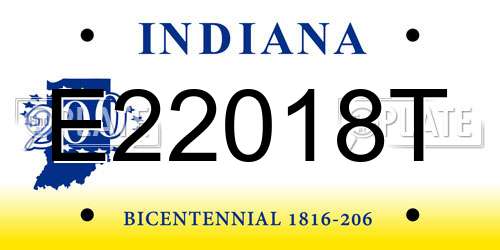 E22018T Indiana License Plate