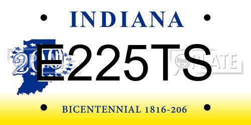 E225TS Indiana License Plate