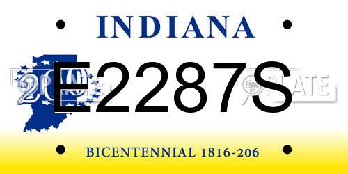 E2287S Indiana License Plate