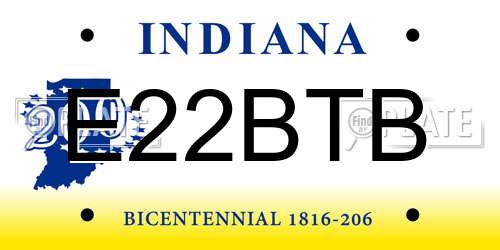 E22BTB Indiana License Plate