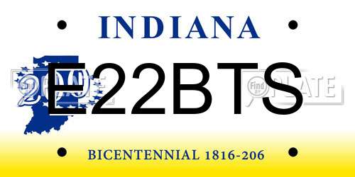 E22BTS Indiana License Plate