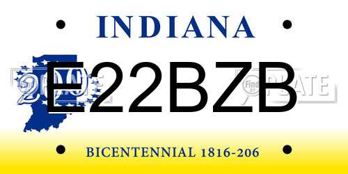 E22BZB Indiana License Plate