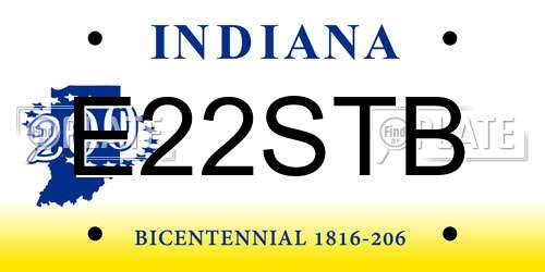 E22STB Indiana License Plate