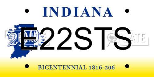 E22STS Indiana License Plate